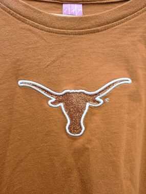 LAT Texas Longhorns Burnt Orange Glitter Logo Tee 2XL